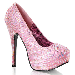 Bordello,Bordello TEEZE-06R Baby Pink Satin-Irid Rhinestoned Pumps - Shoecup.com