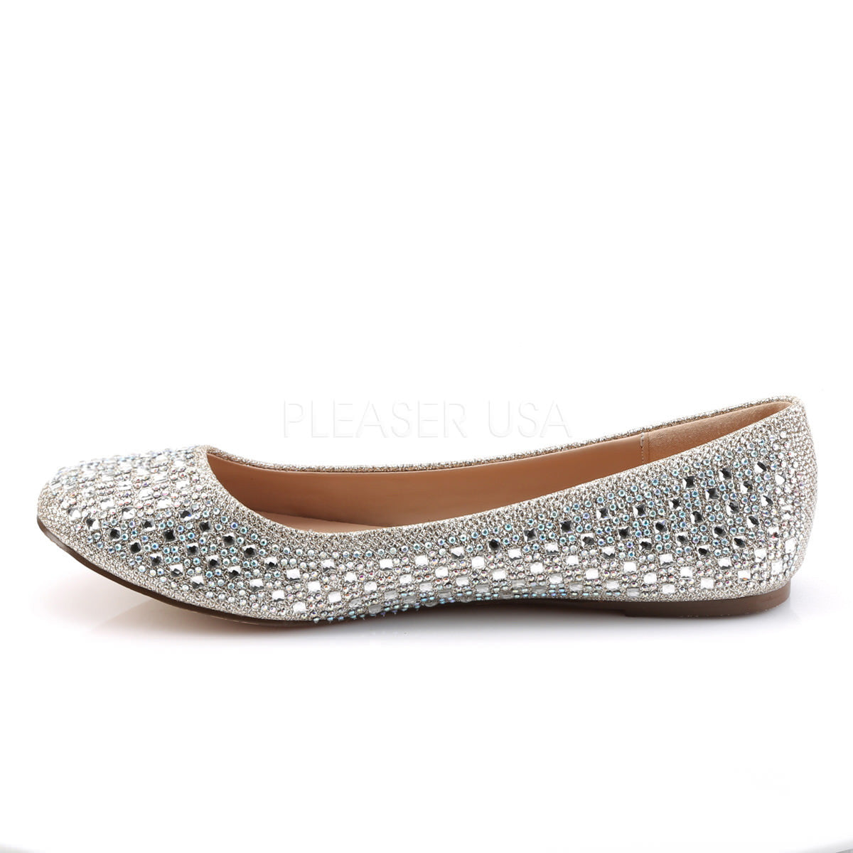 Fabulicious TREAT-06 Nude Glitter Mesh Fabric Flats