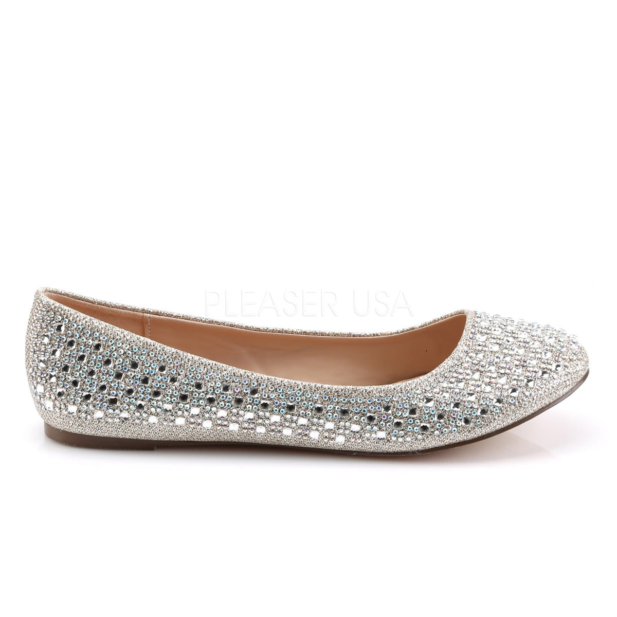 Fabulicious TREAT-06 Nude Glitter Mesh Fabric Flats