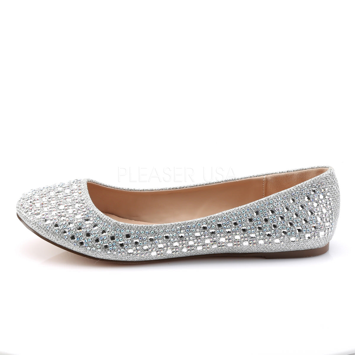 Fabulicious TREAT-06 Silver Glitter Mesh Fabric Flats