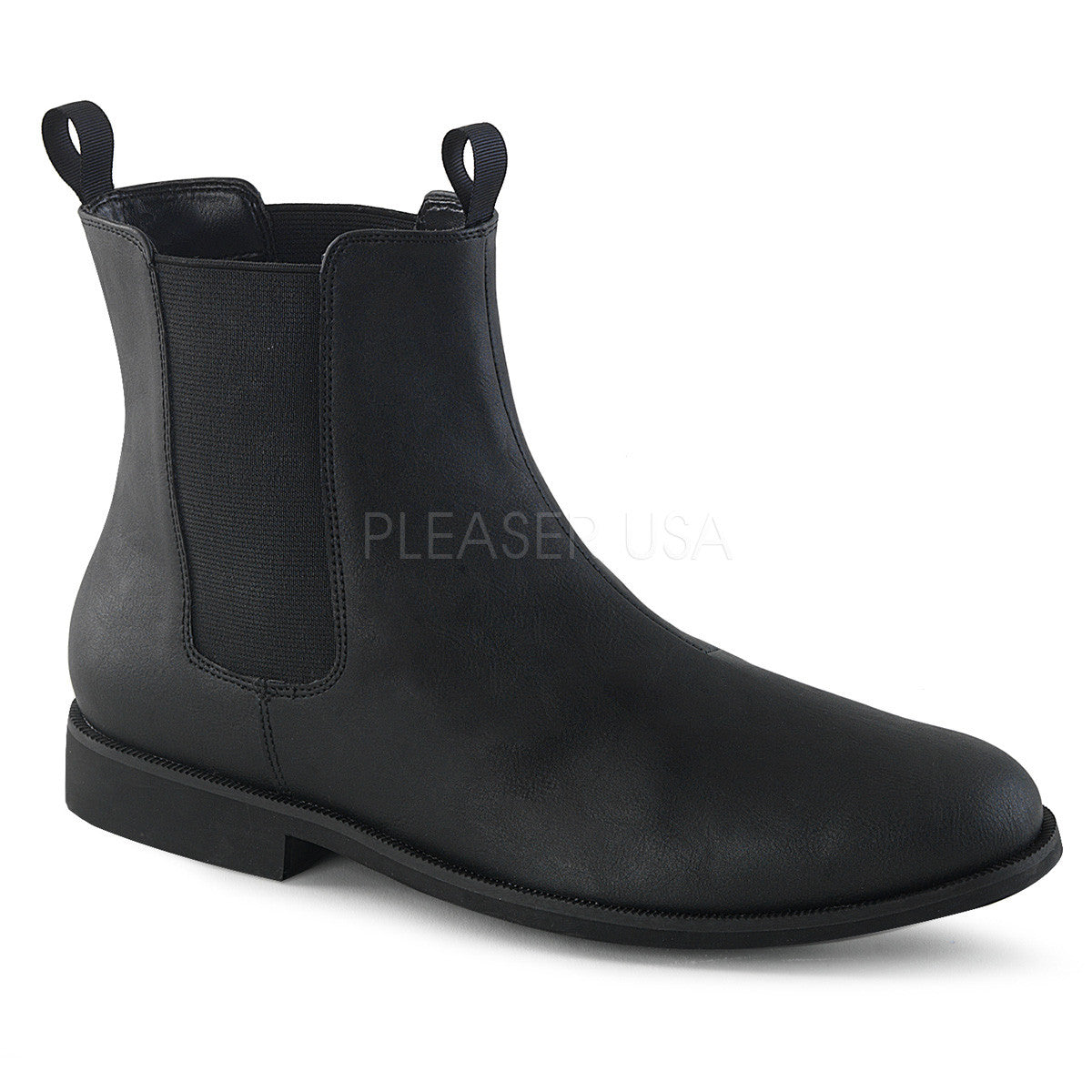 1" (25mm) Men's Pull-on Chelsea Boot With Elastic Side Panels|Funtasma TROOPER-12 Black Pu
