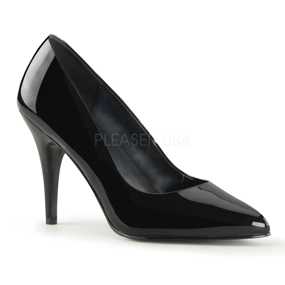 4" Heel Plus Size Black Patent Classic Pumps | Pleaser VANITY-420 main