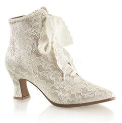 FABULICIOUS VICTORIAN-30 Champaign Satin-Lace Ankle Boots - Shoecup.com