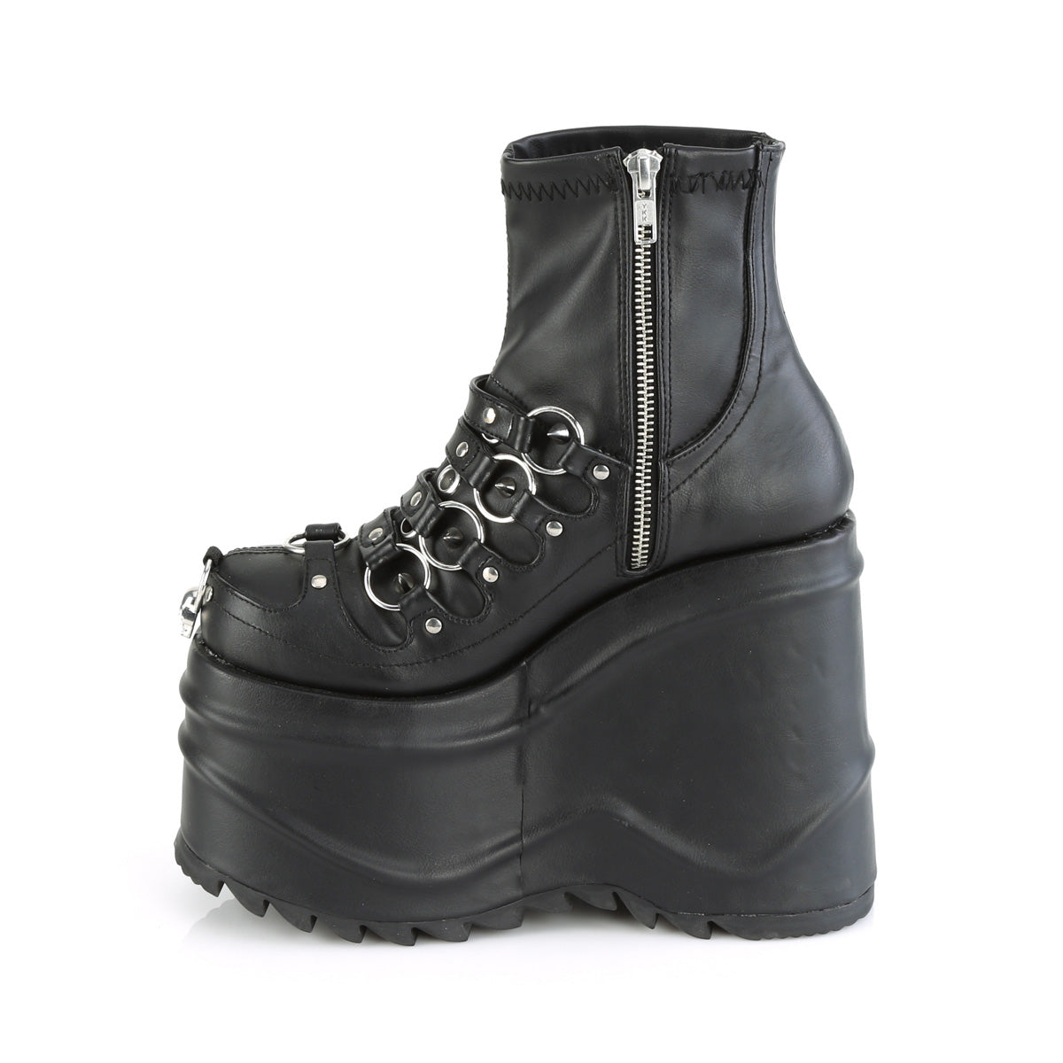 6 Inch Wedge Platform WAVE-110 Black Pu