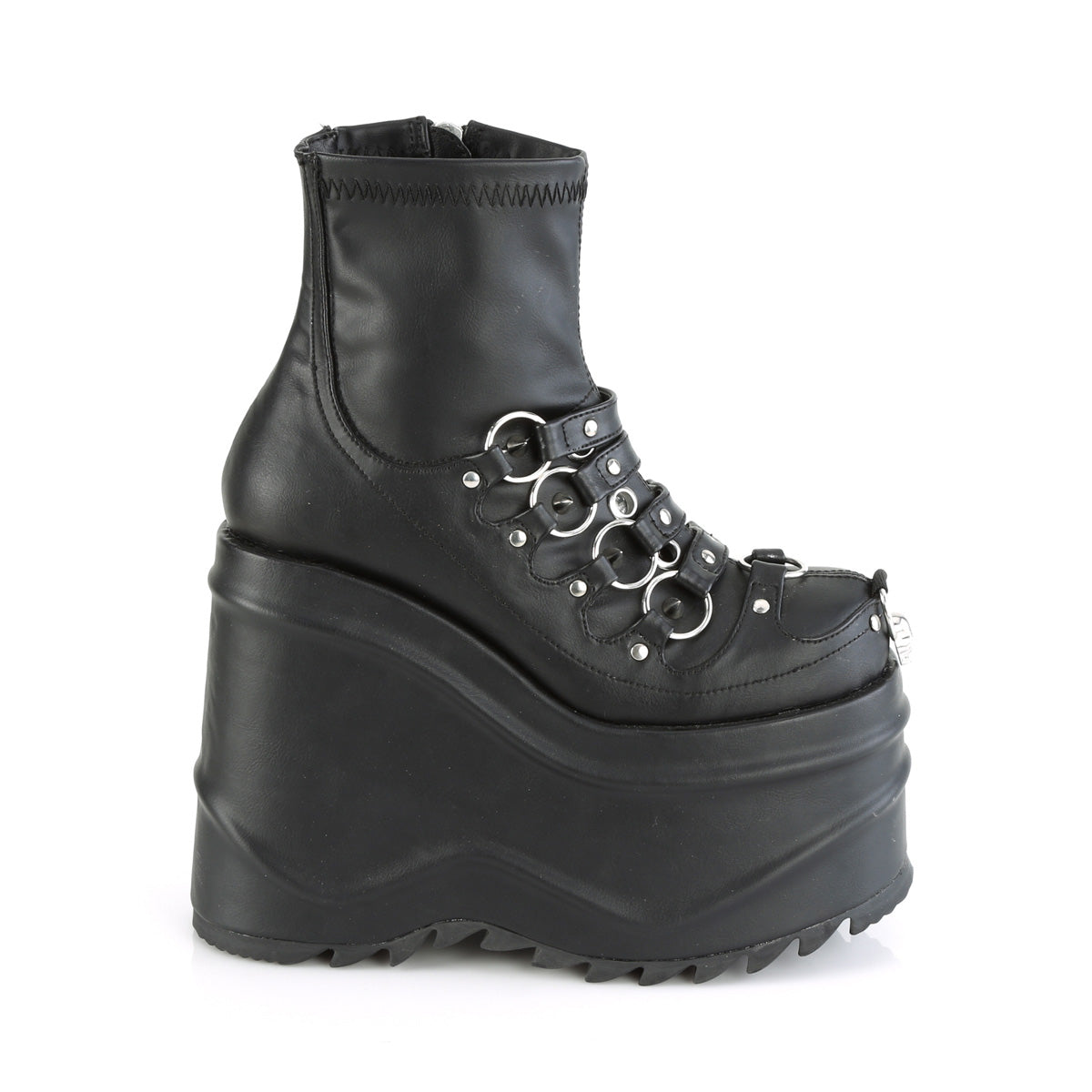 6 Inch Wedge Platform WAVE-110 Black Pu