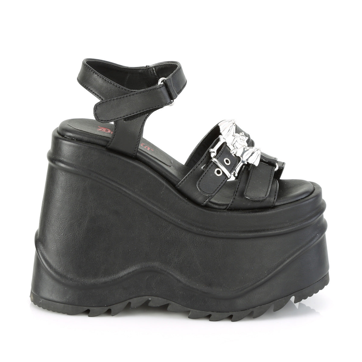 6 Inch Wedge Platform WAVE-13 Black Pu