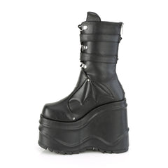 6 Inch Wedge Platform WAVE-150 Black Pu