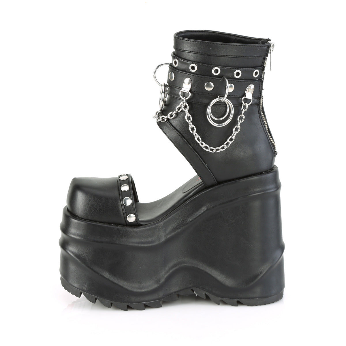 6 Inch Wedge Platform WAVE-22 Black Pu