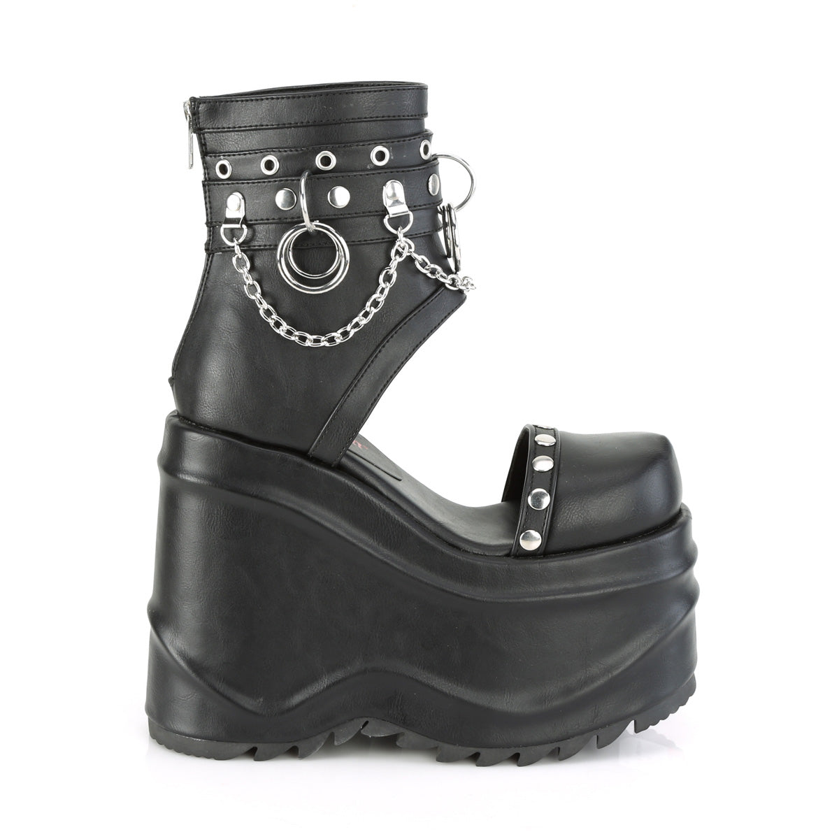 6 Inch Wedge Platform WAVE-22 Black Pu