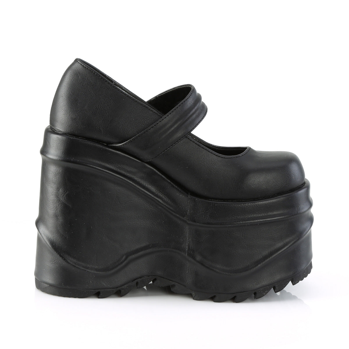 6 Inch Wedge Platform WAVE-32 Black Pu