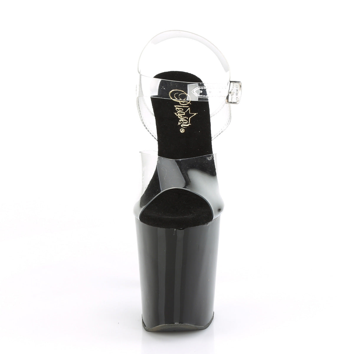 8 Inch Heel XTREME-808CRS Clear Black Silver Rhinestone