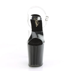 8 Inch Heel XTREME-808CRS Clear Black Silver Rhinestone