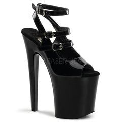 PLEASER XTREME-873 Black Pat Platform Sandals - Shoecup.com